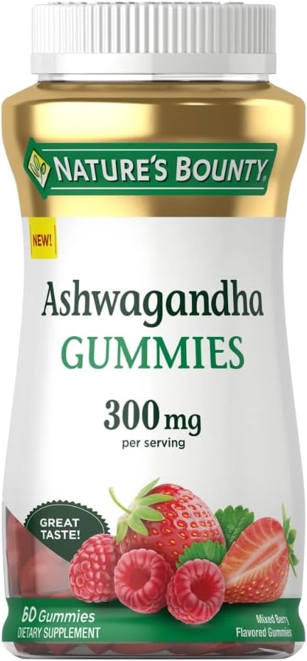 Nature’s Bounty Ashwagandha Gummies, 300mg KSM-66 Ashwagandha Extract, Mixed Berry, 60 Gummies