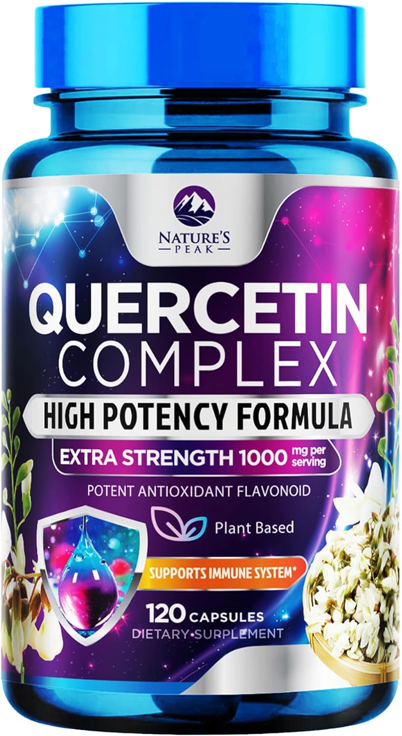 Nature’s Peak Quercetin – 1000mg Supplement Bioflavonoids, Immune Health Support, Extra Strength Quercetin 1000mg – Non-GMO, Vegan & Gluten Free – 60 Servings, 120 Veggie Capsules