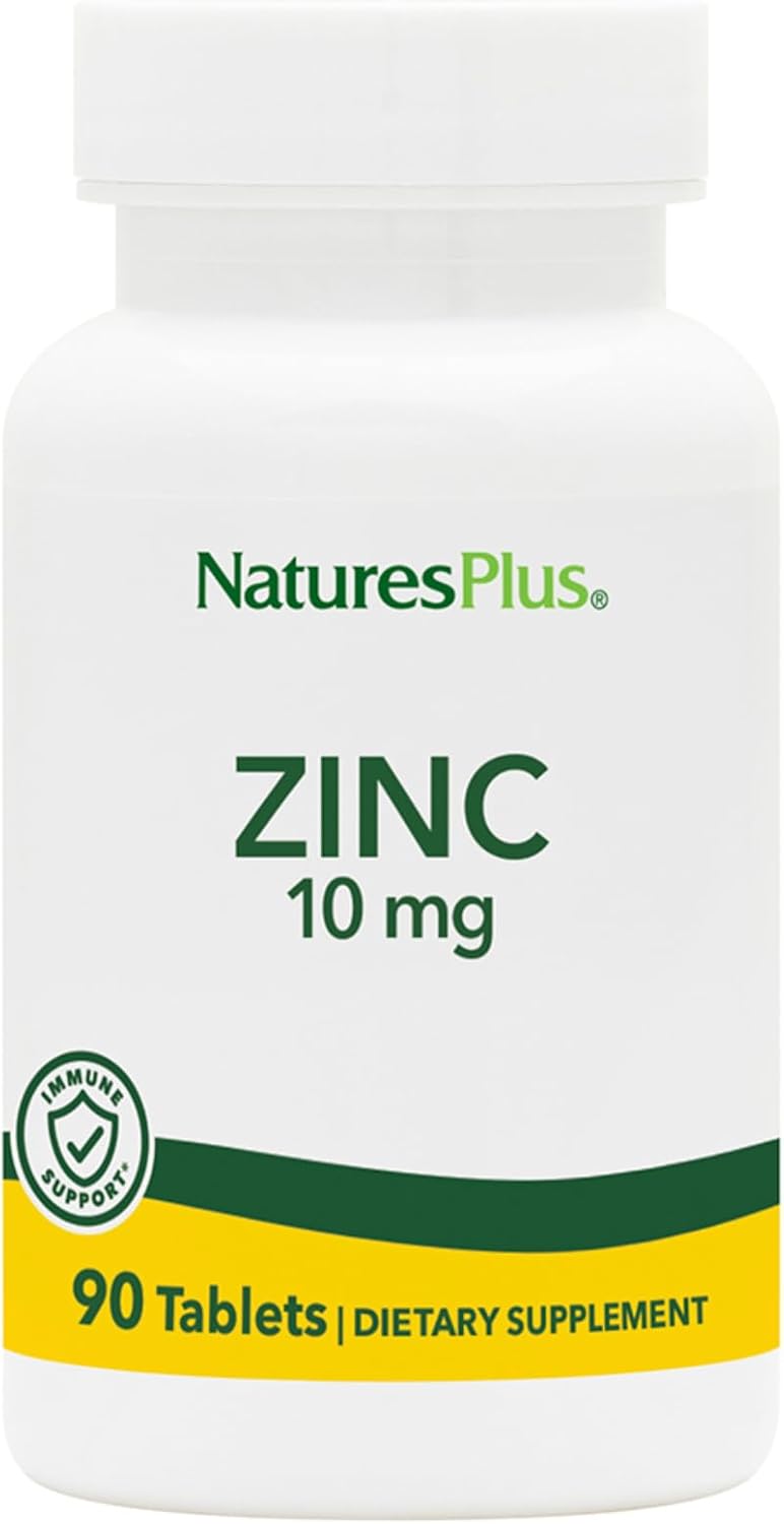 NaturesPlus Zinc 10 mg – 90 Tablets, Pack of 2 – Supports Immune Health & Overall Well-Being – High-Potency Amino Acid Chelate Form – Gluten Free, Vegetarian – 180 Total Servings