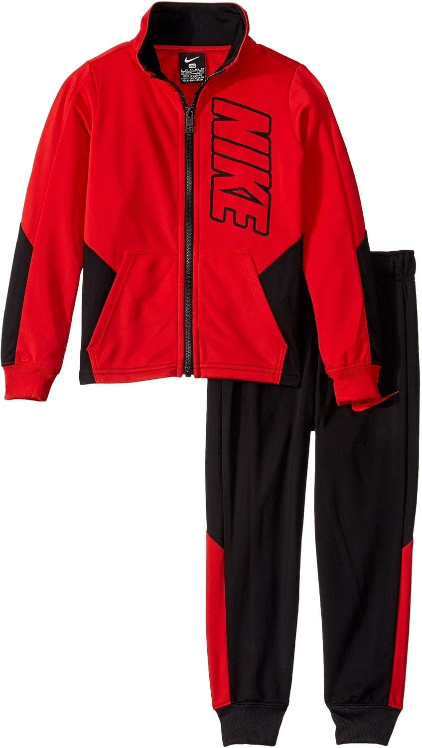 Nike Kids Boy’s Color Block Full Zip Hoodie and Jogger Pants Two-Piece Track Set (Little Kids) Black/University Red 6 Little Kids