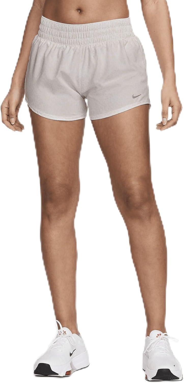 Nike One Women’s Dri-FIT Mid-Rise 3″ Brief-Lined Shorts (White/Phantom, HF4500-100)