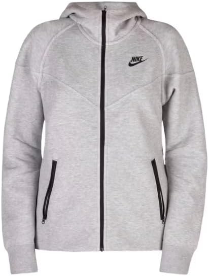 Nike Sportswear Tech Fleece Windrunner Women’s Full-Zip Hoodie (FB8338-013, Light Grey/Heather/Black)