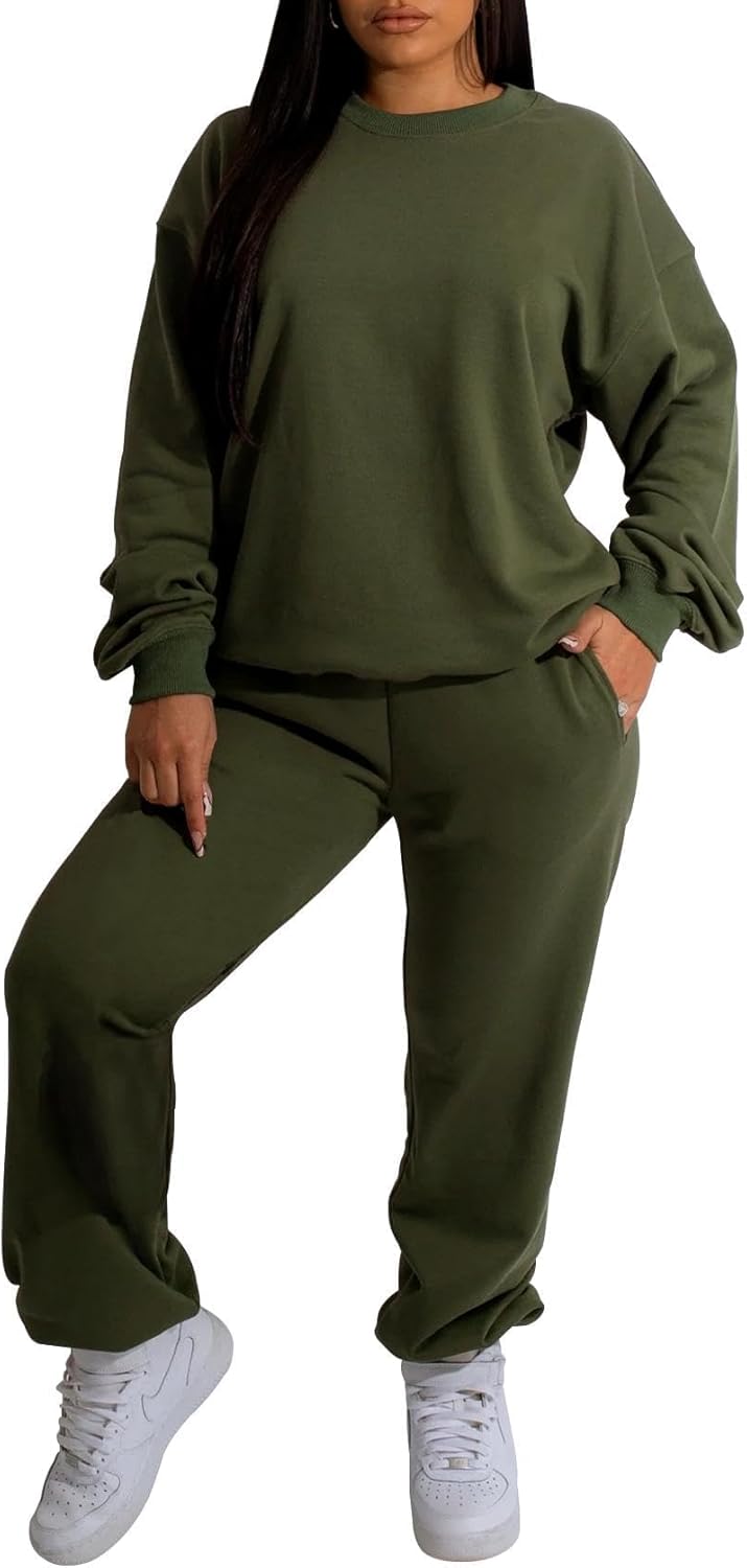Nimsruc Two Piece Outfits For Women Sweatsuits Sets Casual Long Sleeve Pullover Pocket Jogging Suits Matching Clothing