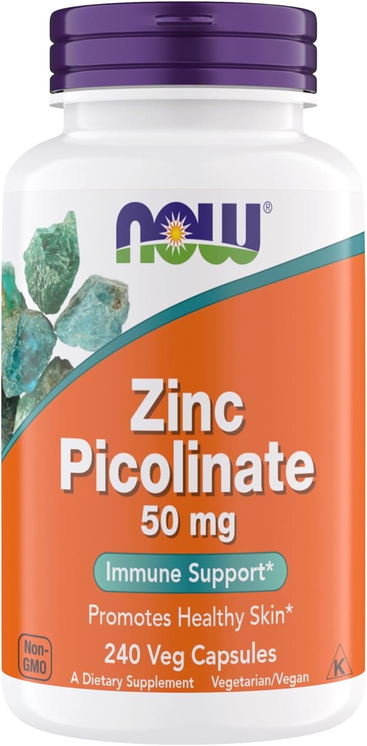 Now Supplements, Zinc Picolinate 50 mg, Supports Enzyme Functions, Immune Support, Non-GMO, Kosher, Suitable for Vegans – 240 Vegetarian Capsules (Pack of 1)