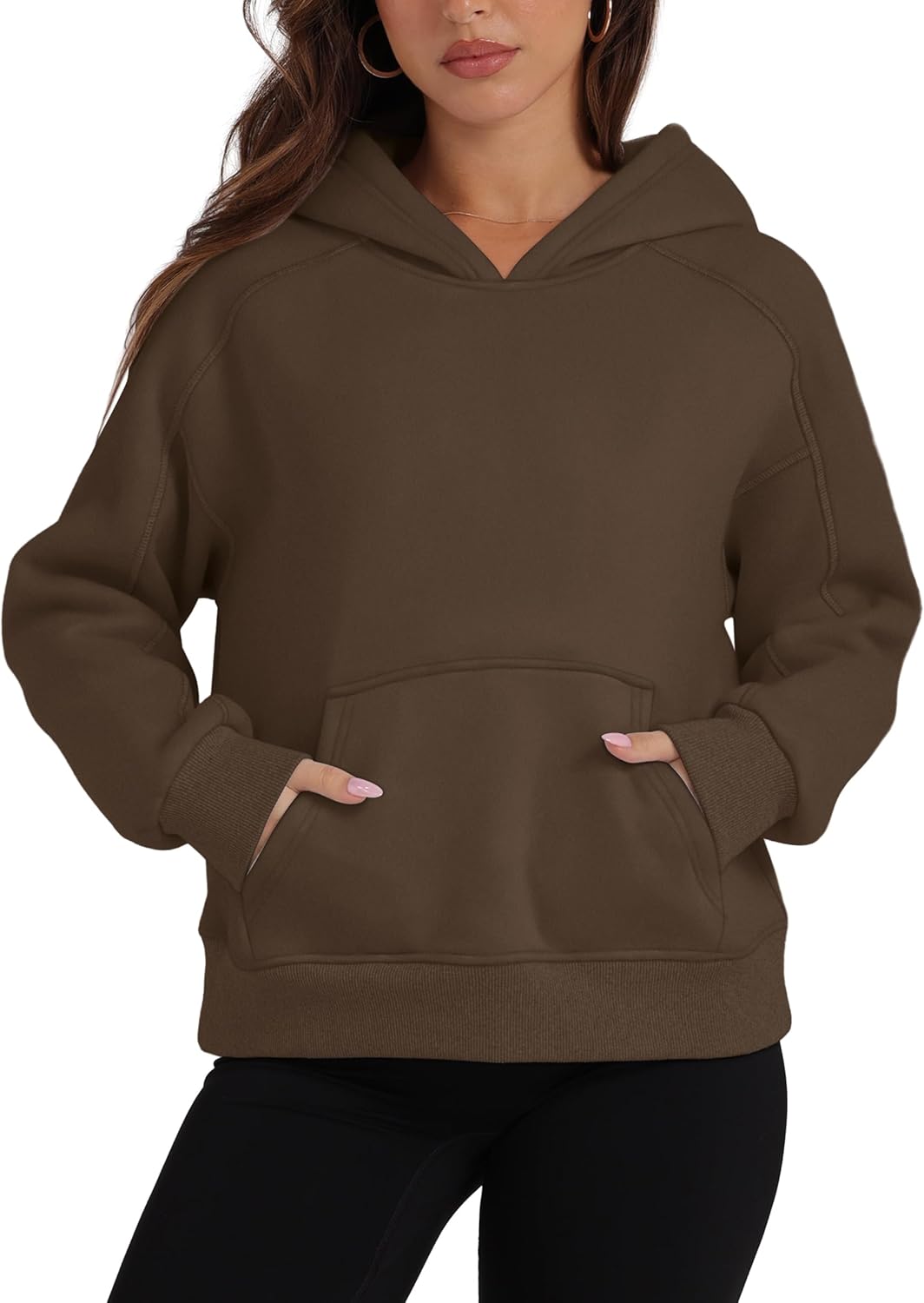 OFEEFAN Hoodies for Womens Sweatshirt Cropped Fall Fashion 2024 Outfits Trendy Fleece Pullover Long Sleeve Tops