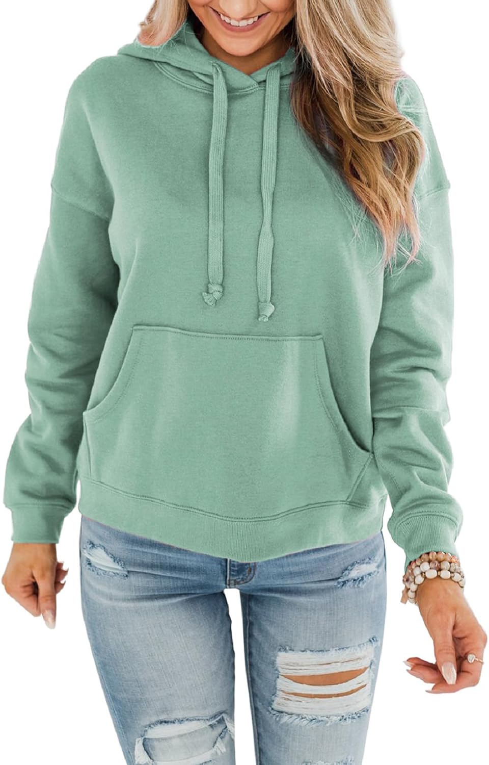 ORANDESIGNE Women’s Casual Color Block/Solid Hoodies Long Sleeve Pullover Tops Loose Lightweight Sweatshirt with Pocket
