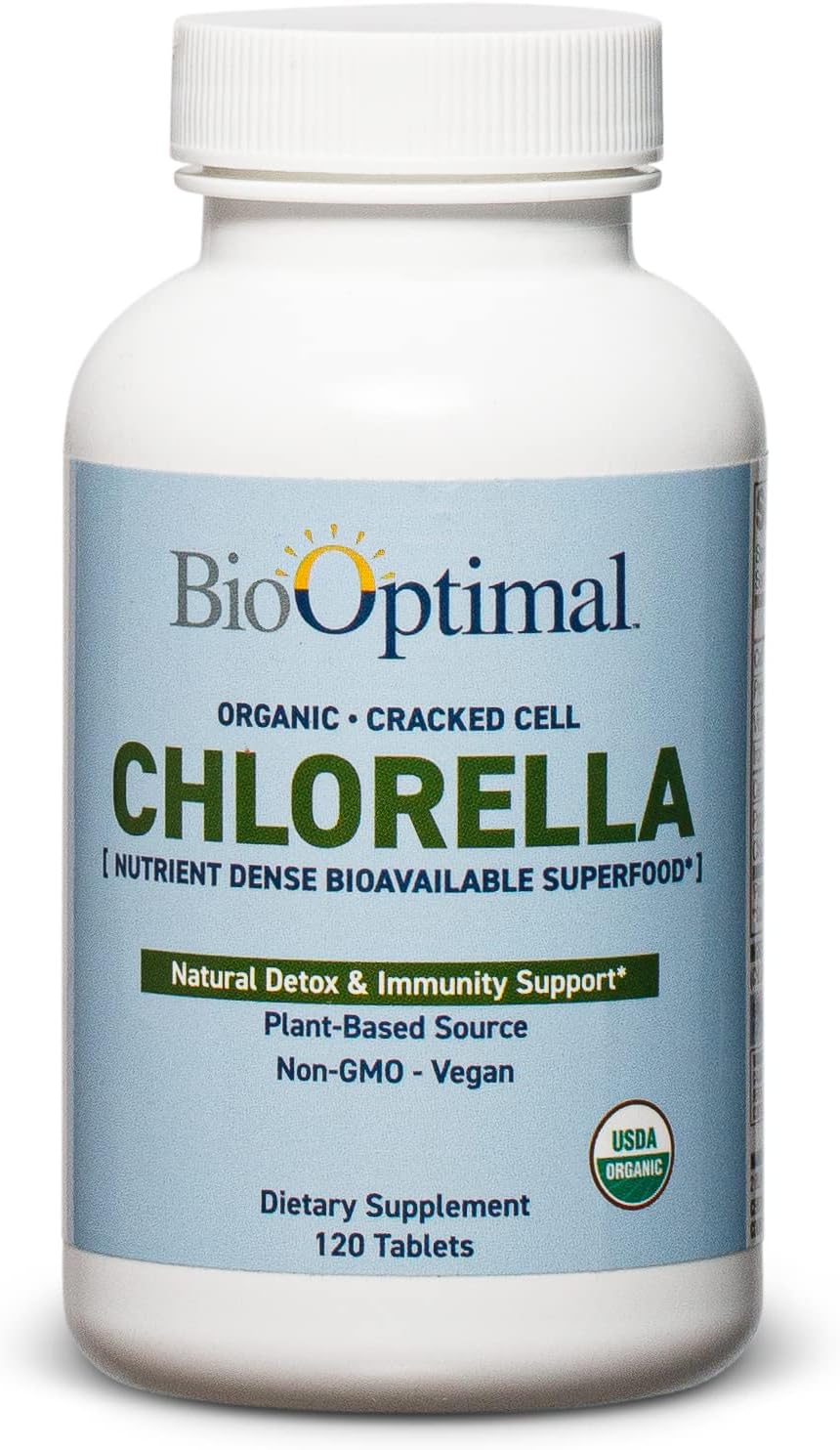 Organic Chlorella Tablets – Organic, Non-GMO, No Additives or Fillers – 500mg Premium Quality Dietary Supplement with Vitamins, Minerals, & Antioxidants (120 Tablets)