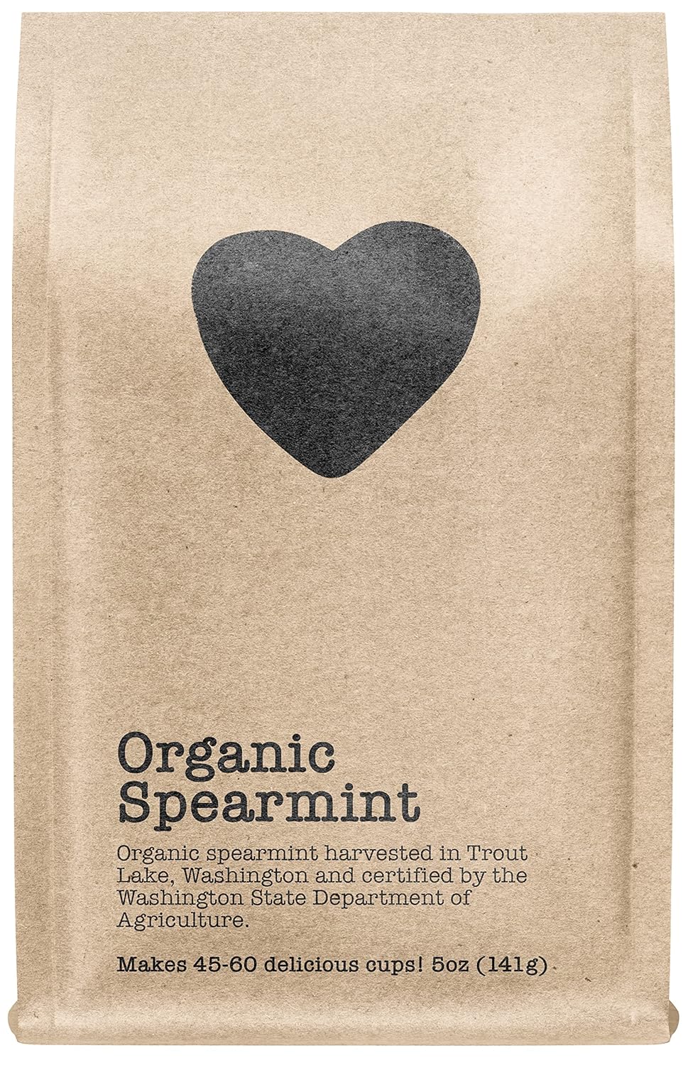 Organic Spearmint, 45-60 Servings, Eco-Conscious Zip Pouch, Caffeine Free, Pure Loose Leaf Tea Grown in America, 5 Ounce (Medium)