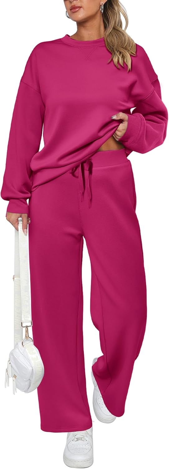 PRETTYGARDEN Women’s 2 Piece Outfits 2024 Winter Long Sleeve Pullover Tops And Long Pants Lounge Sets Tracksuit