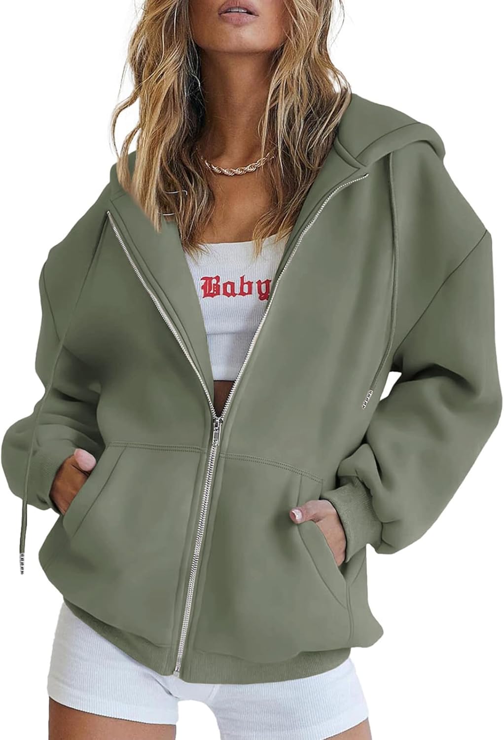 PRETTYGARDEN Women’s Zip Up Y2K Hoodies Casual Long Sleeve Track Jackets With Pockets
