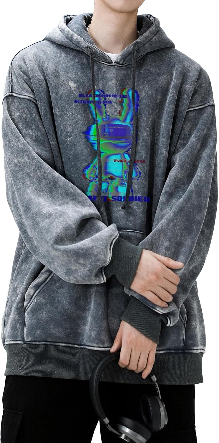 PRIJOUHE Mens Graphic Pullover Hoodies Casual Loose Fit Long Sleeve Hooded Sweatshirts with Pocket