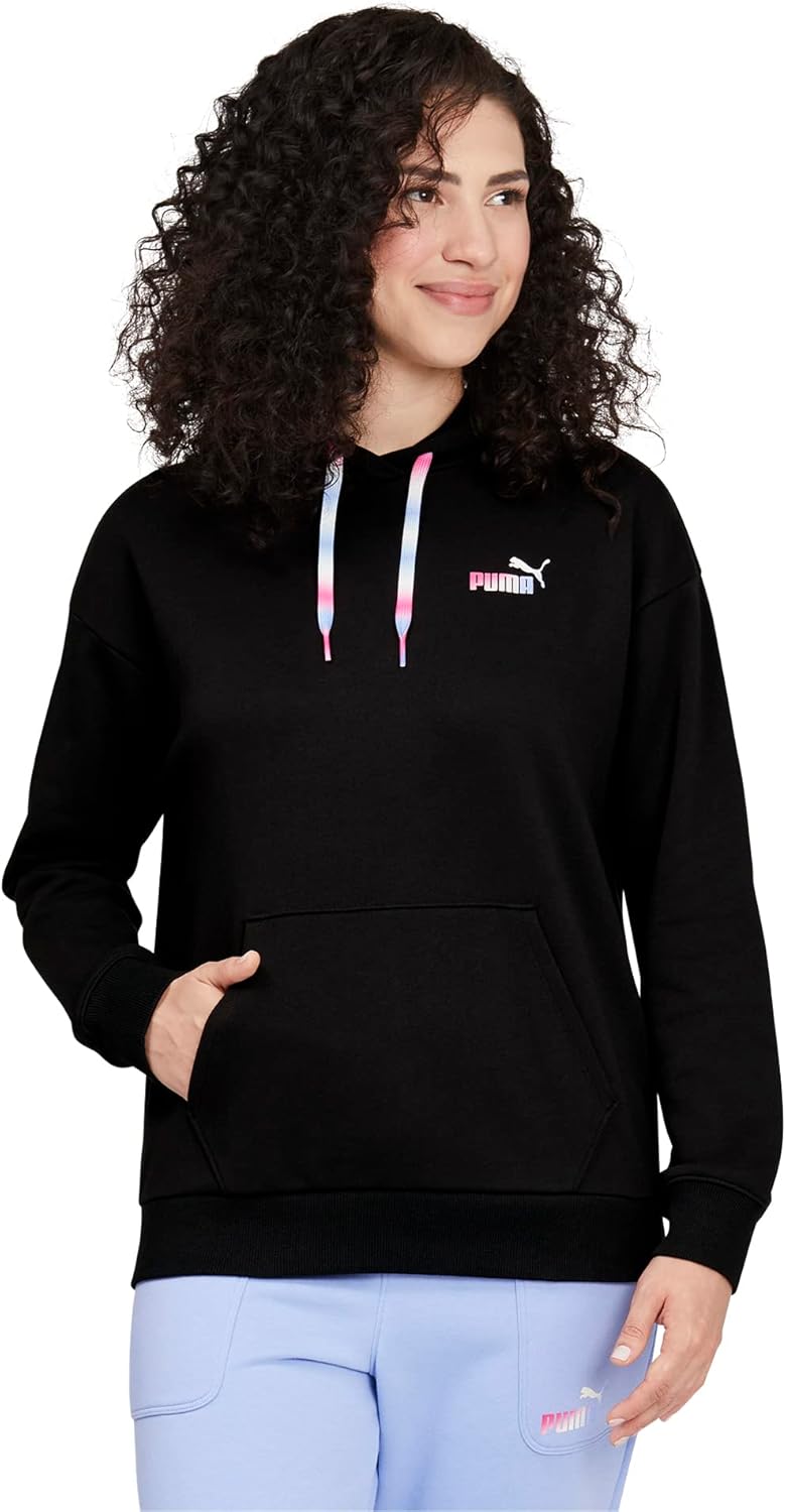 PUMA Women’s Elevated Essentials Hoodie, Ombre Black, XX-Large