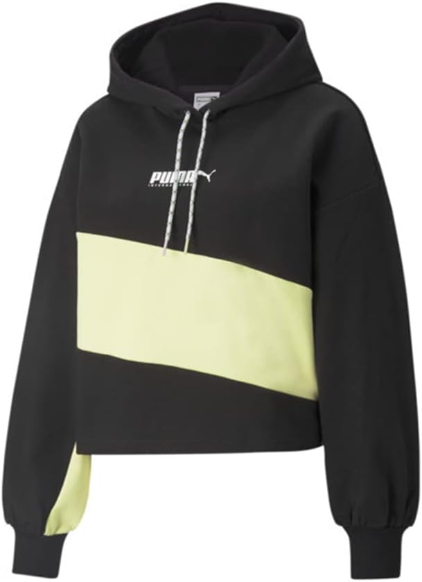 PUMA Womens Intl Logo Hoodie Tr Casual Adjustable Closure – Black – Size XS