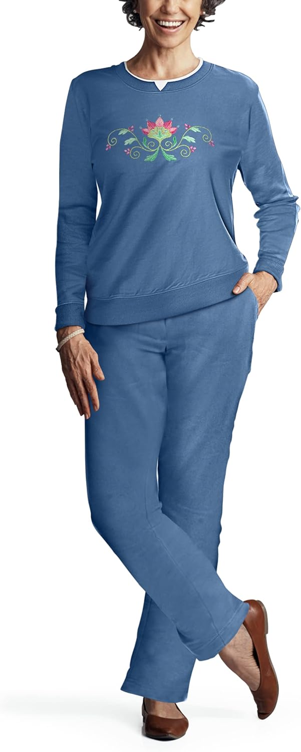 Pembrook Womens Sweat Suits Two-Piece – Ladies Sweatsuits Sets | Embroidered Fleece Sets for Women 2 Piece