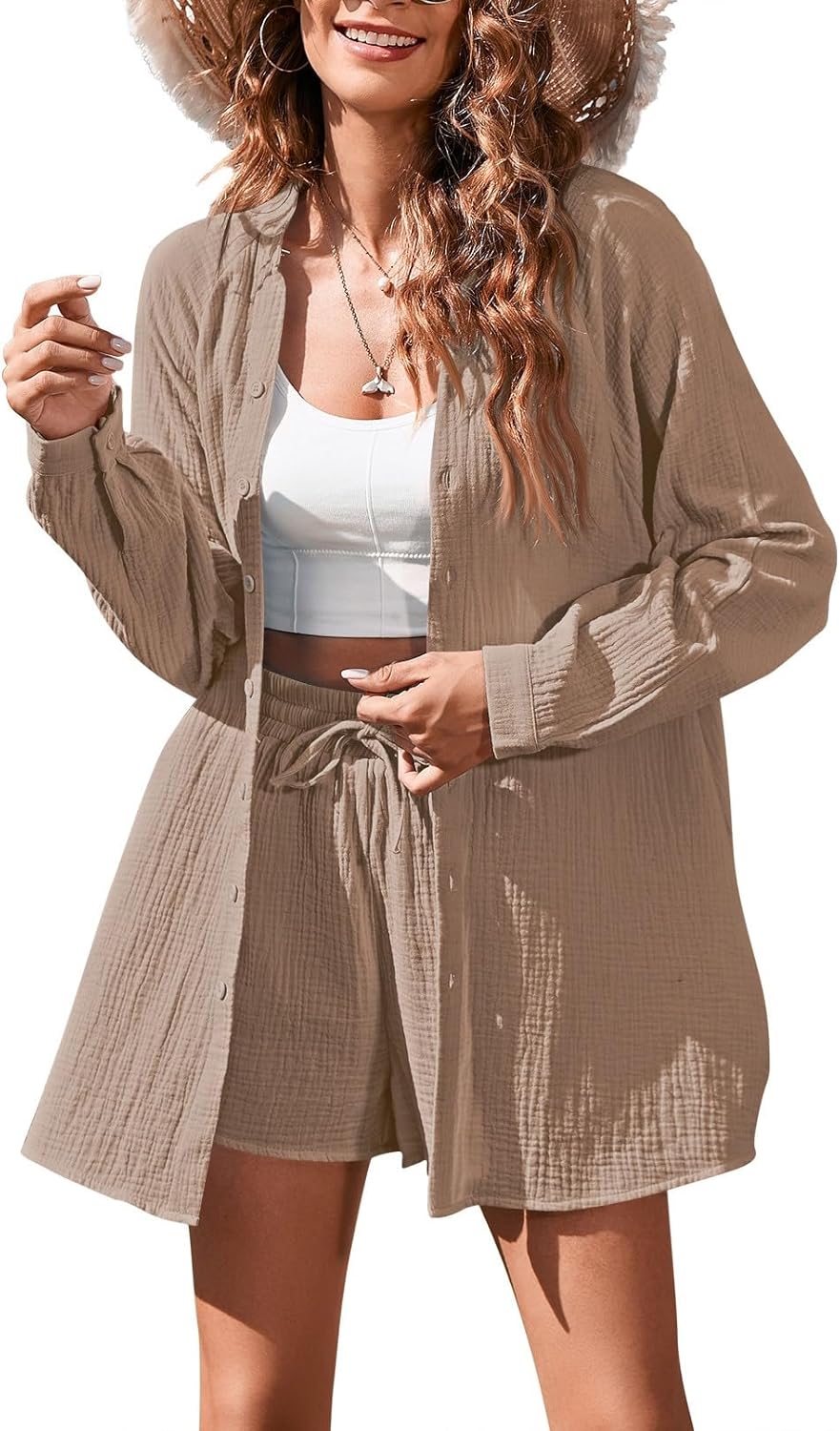 Pink Queen Women’s 2 Piece Casual Tracksuit Outfit Sets Long Sleeve Shirt And Loose High Waisted Mini Shorts With Pocket