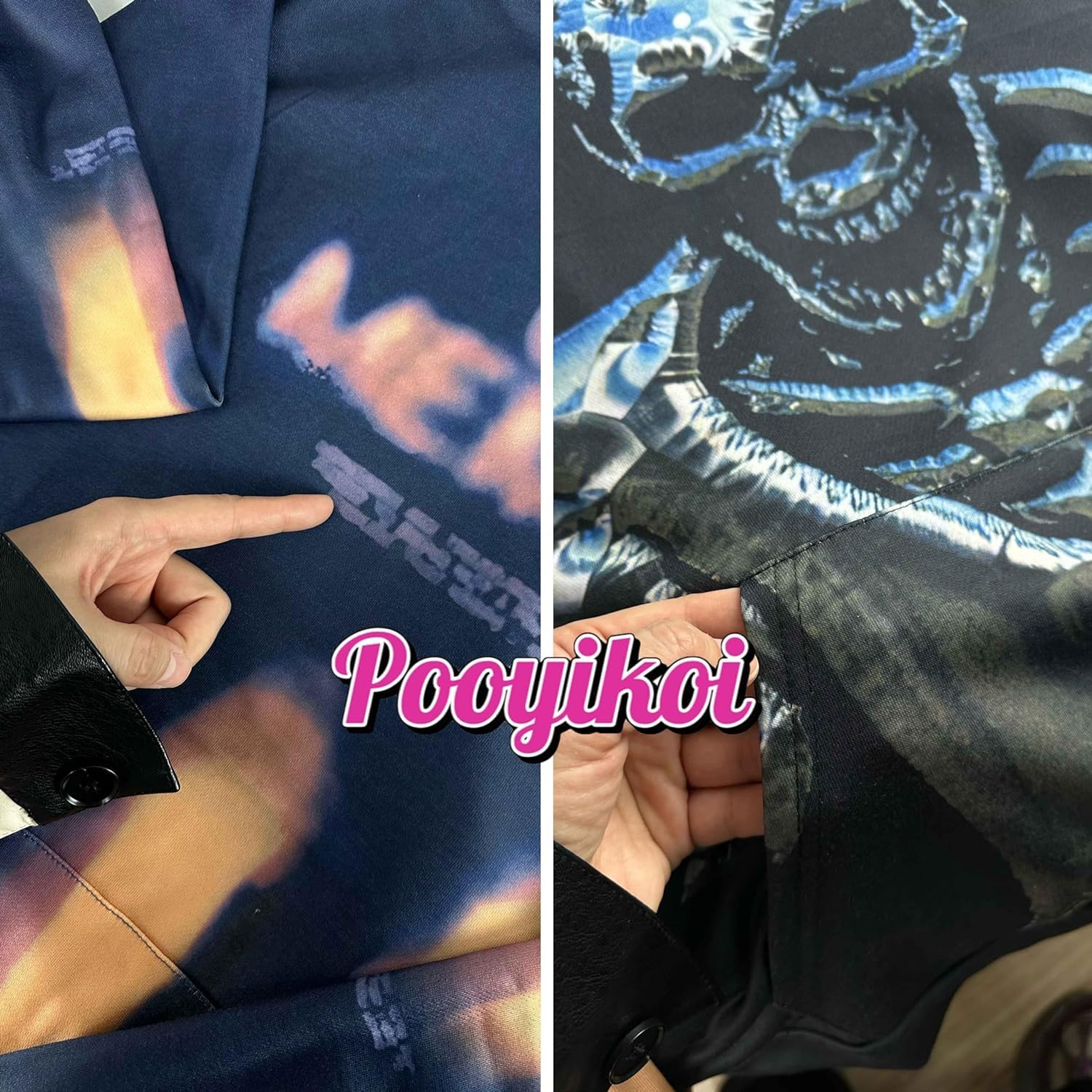 Pooyikoi Men’s Graphic Pullover Hoodie Hooded Retro Y2K Hoodies Gothic Casual Alphabet Blast Print Pattern Skull Sweatshirts