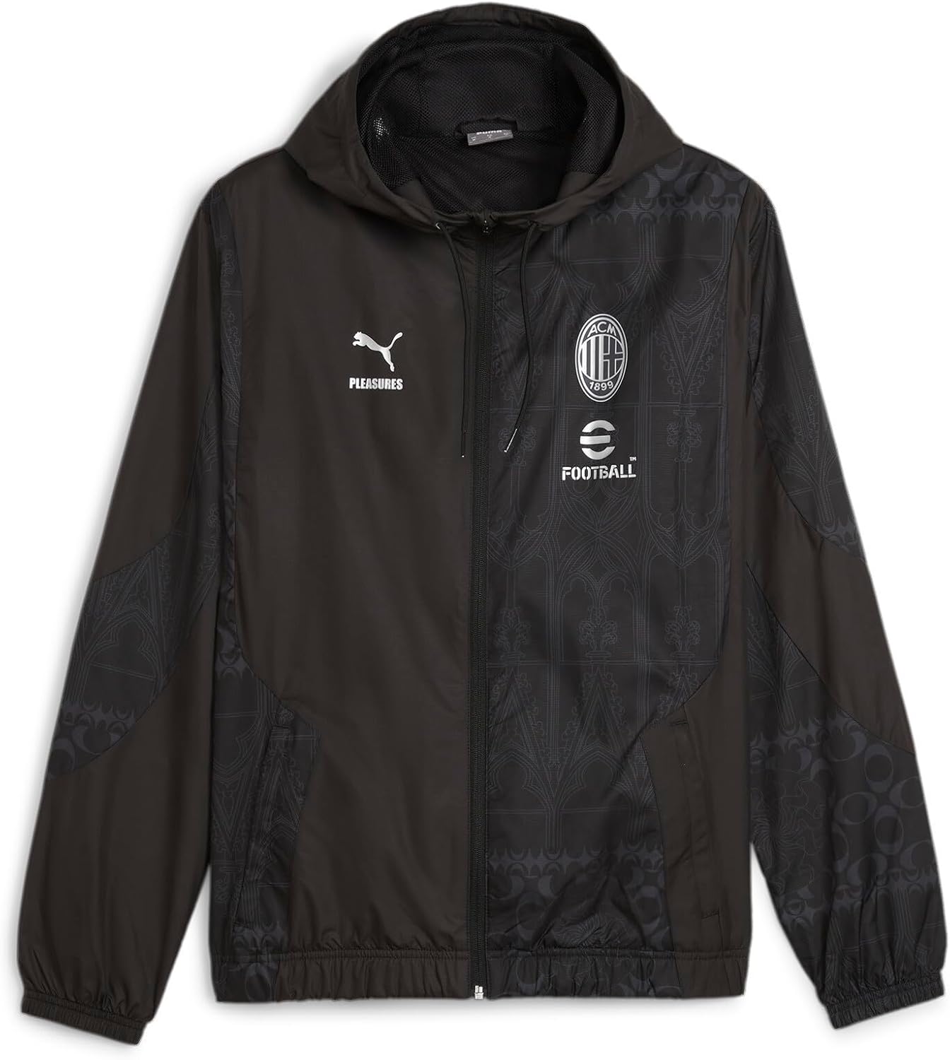 Puma Mens Acm Pre-Match Jacket X Pleasures Soccer Cleats Full Zip Drawstring – Black