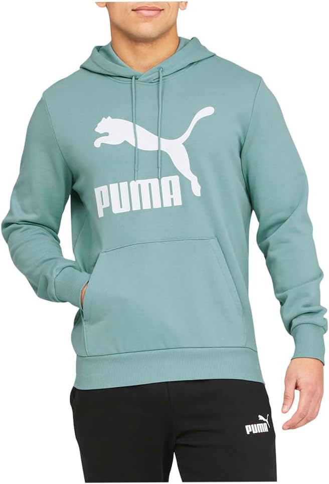 Puma Mens Classics Logo Hoodie Casual Outerwear Casual Pockets – Blue