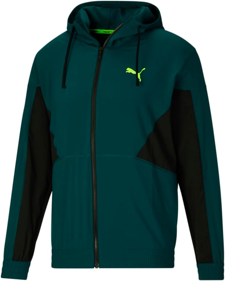 Puma Mens Fit Woven Jacket Training Athletic Outerwear Casual Moisture Wicking – Black, Green