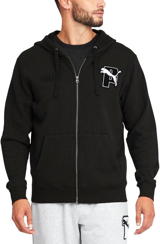 Puma Mens Logo Hoodie Athletic Outerwear Casual Comfort Technology – Black