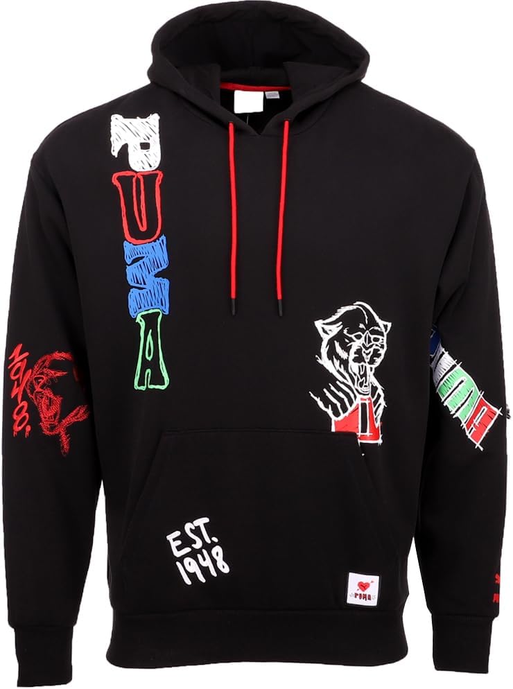 Puma Mens Scribble Pack Graphic Hoodie Athletic Outerwear Casual – Black