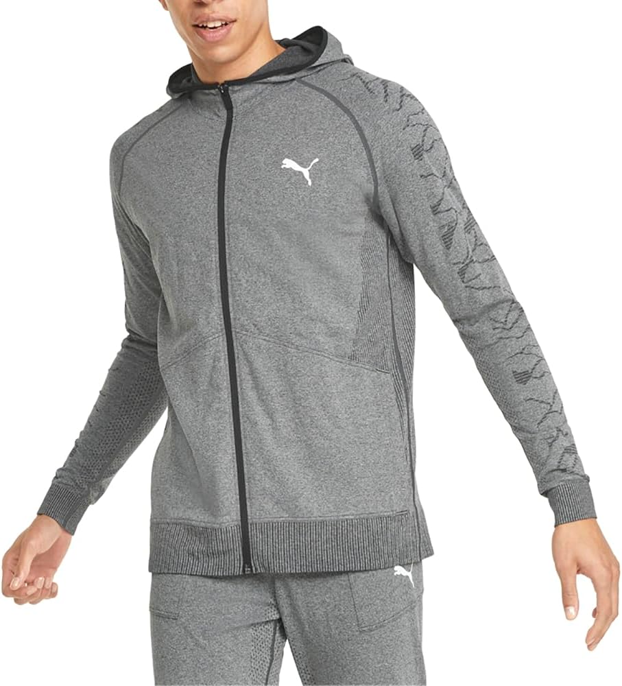 Puma Mens Train Evoknit Jacket Coats Jackets Outerwear Full Zip Comfort Technology – Grey