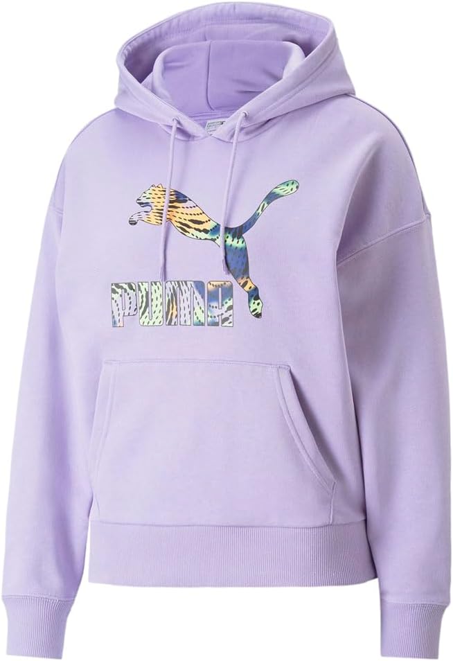 Puma Womens Classics Hypno Logo Hoodie Athletic Outerwear Casual Hoodie – Purple