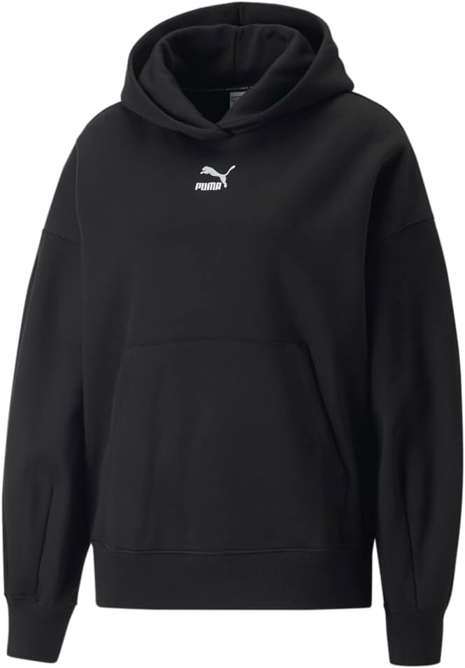 Puma Womens Classics Oversized Hoodie Casual Outerwear Casual Pockets – Black