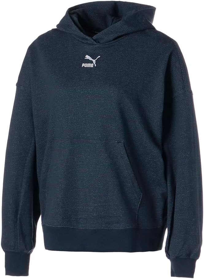 Puma Womens Classics Soft Ink Logo Hoodie Athletic Outerwear Casual – Blue