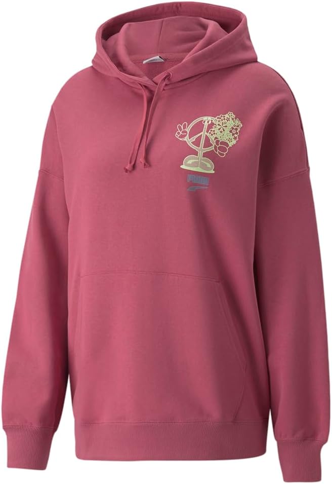 Puma Womens Downtown Oversized Graphic Hoodie Casual Outerwear Casual – Purple