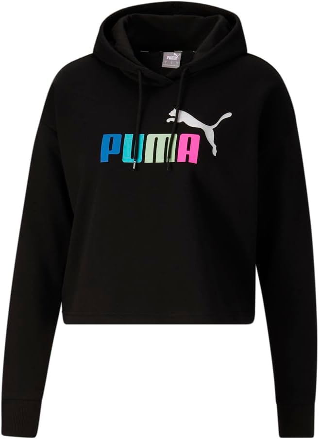 Puma Womens Essential Cropped Logo Hoodie Casual Outerwear Casual – Black