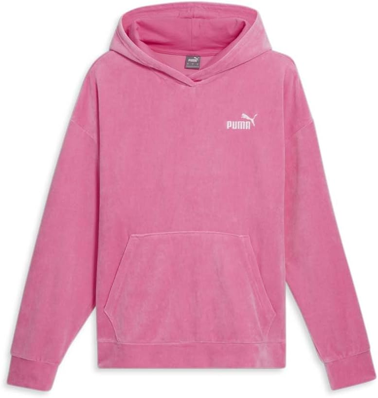 Puma Womens Essential Elevated Velour Hoodie Casual Outerwear Casual – Pink