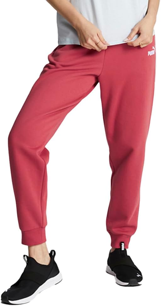 Puma Womens Essential Embroidery High Waisted Pants Casual Drawstring – Red
