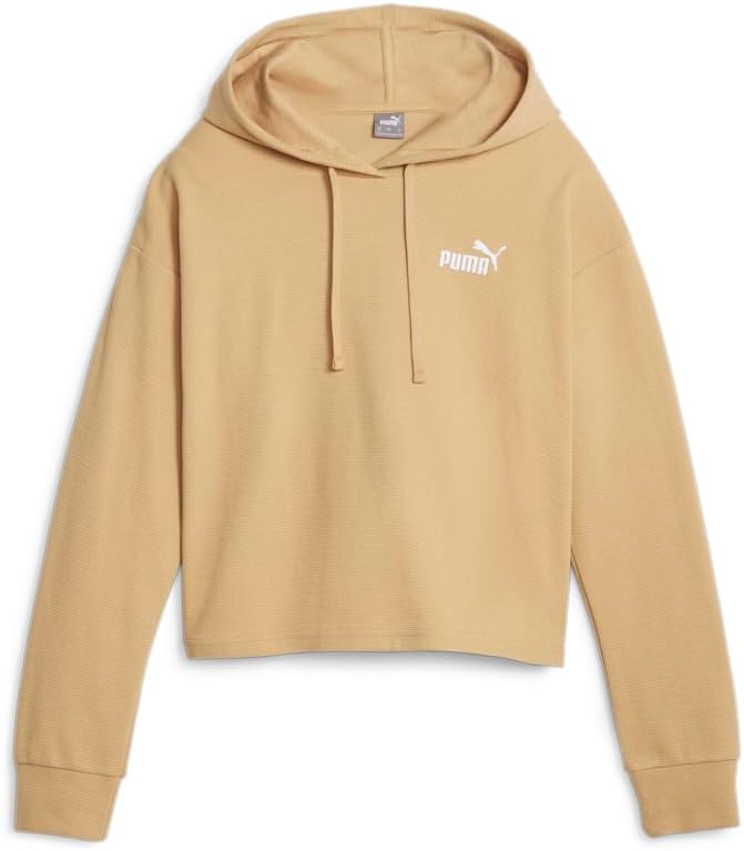 Puma Womens Essentials Elevated Cropped Hoodie Casual Outerwear Casual – Beige