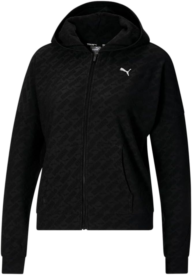Puma Womens Fit Branded Fleece Jacket Athletic Outerwear Casual – Black