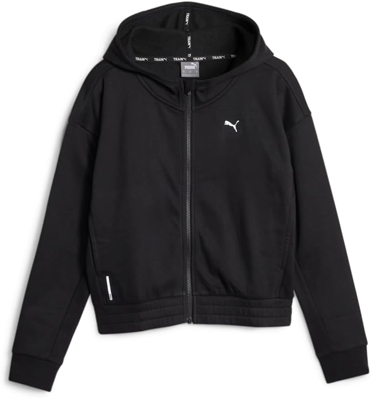 Puma Womens Train Favorite Fleece Full-Zip Hoodie Casual Outerwear Casual Moisture Wicking – Black