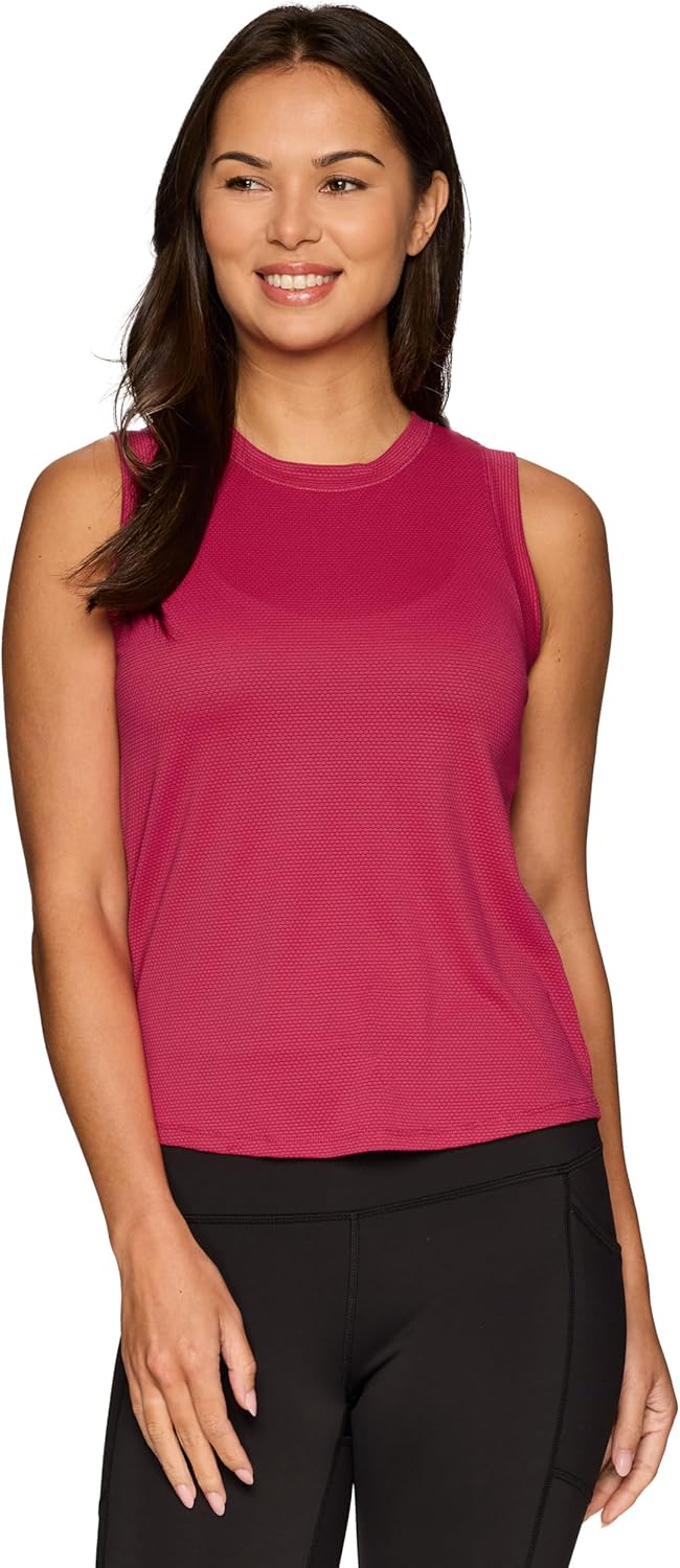 RBX Active Women’s Workout Top Bubble Mesh Quick Drying Performance Training Gym Crewneck Tank Top for Women