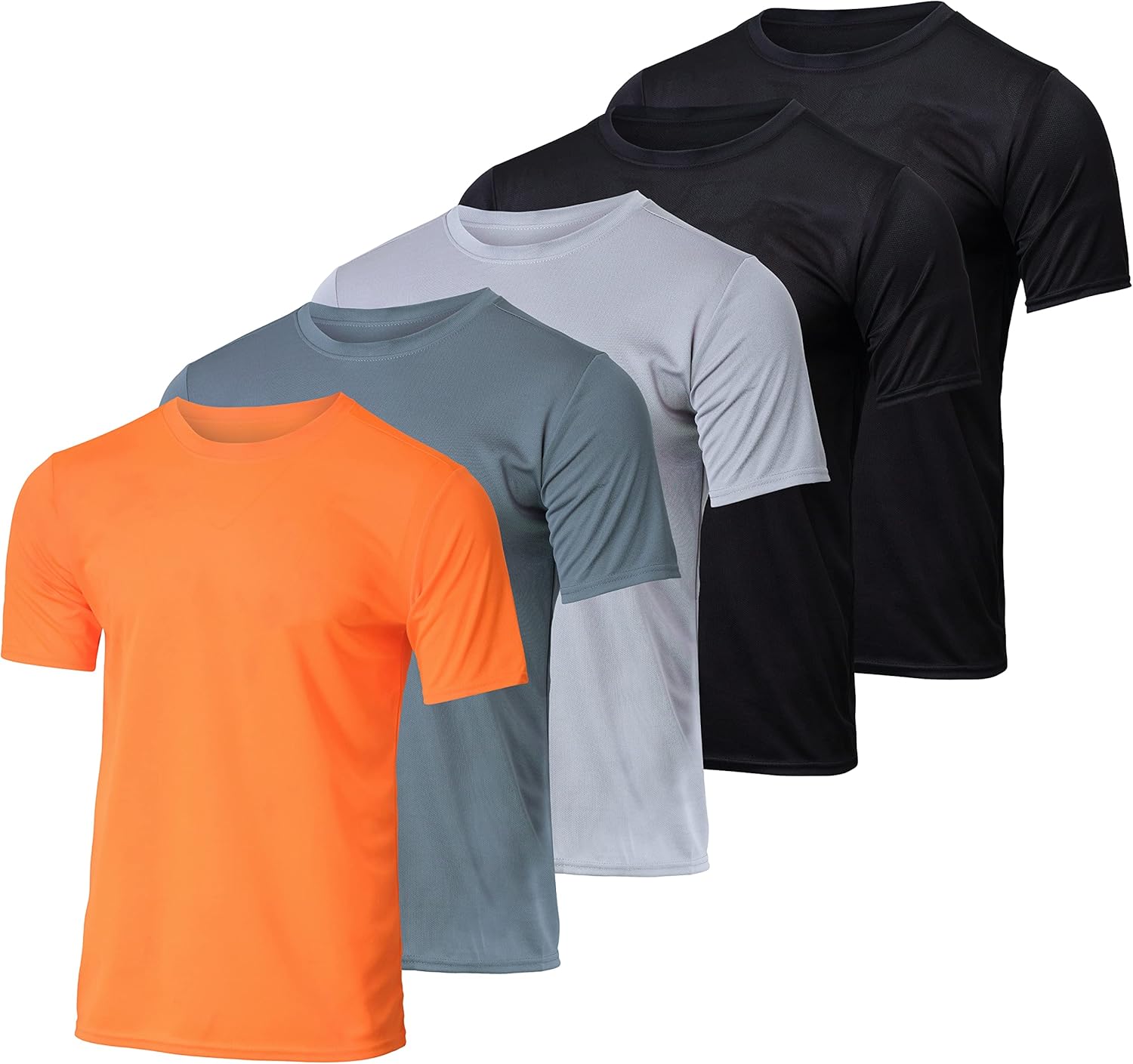 Real Essentials 5 Pack Men’s Active Quick Dry Mesh Crew Neck T Shirts | Athletic Short Sleeve Tee (Available in Big & Tall)