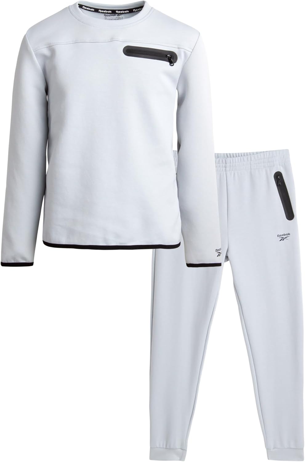 Reebok Boys’ Sweatsuit Set – 2 Piece Long Sleeve T-Shirt and Jogger Sweatpants with Pockets – Athleisure Set for Boys (8-12)