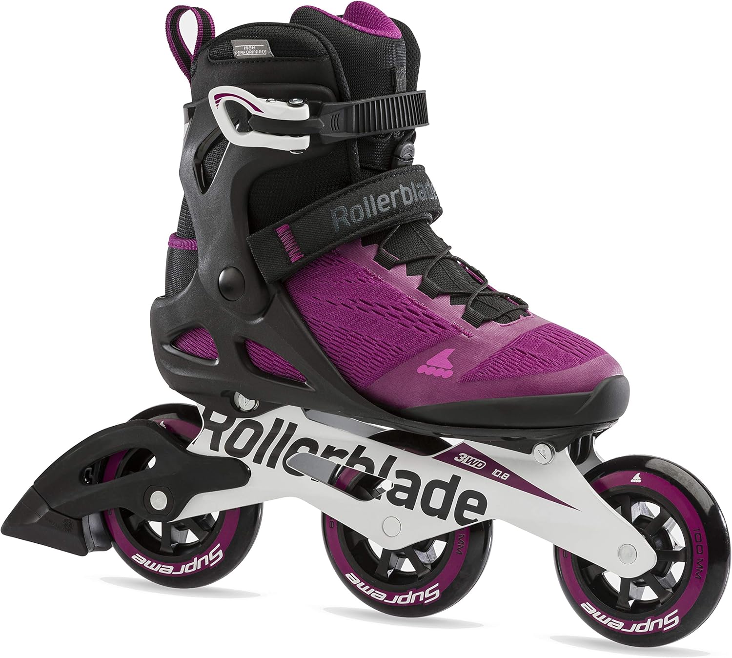 Rollerblade Macroblade 100 3WD Womens Adult Fitness Inline Skate, Violet and Black, Performance Inline Skates