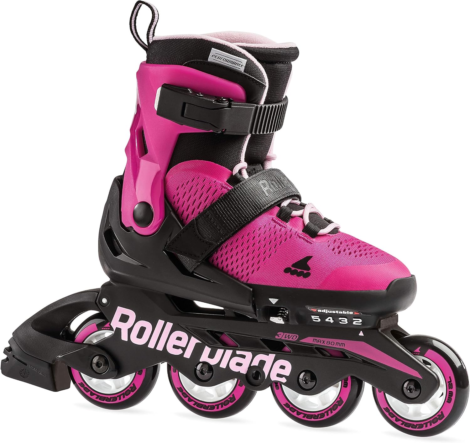 Rollerblade Microblade Girl’s Adjustable Fitness Inline Skate, Pink and Bubble Gum, Junior, Youth Performance Inline Skates