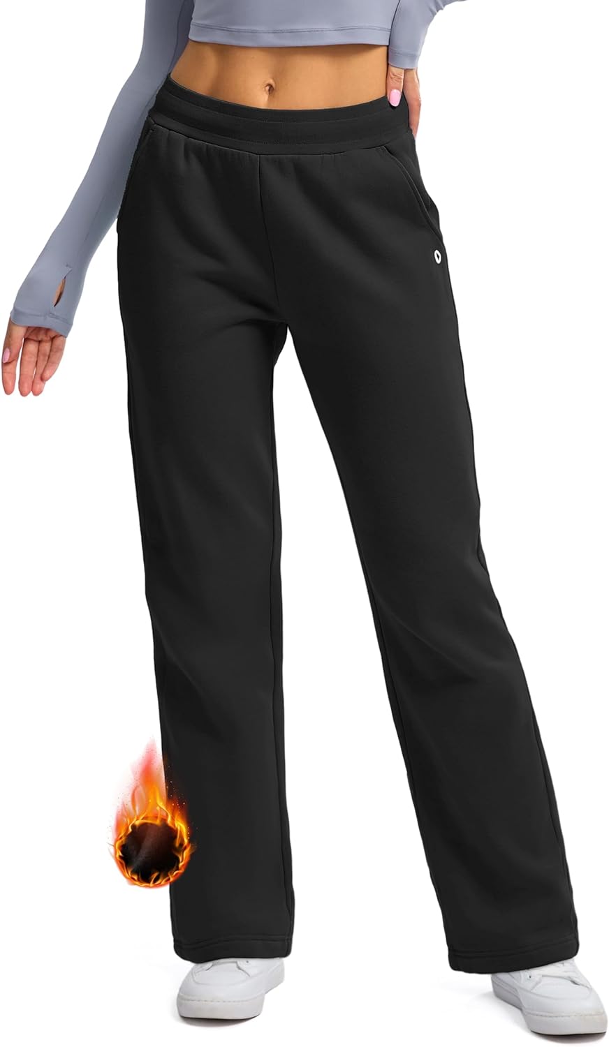 SANTINY Women’s Fleece Lined Sweatpants Cotton Straight Leg Pants with Pockets Drawstring Winter Sweat Pants for Women