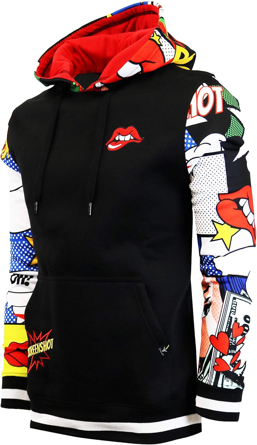 SCREENSHOT Mens Urban Hip Hop Premium Fleece Hoodie – Modern Pullover NYC Street Fashion Urbanwear Hooded Sweatshirt