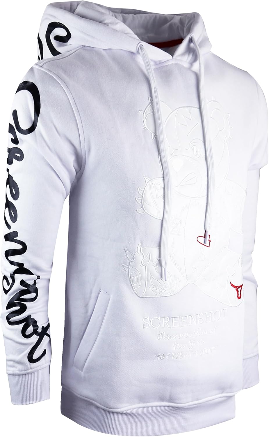 SCREENSHOT Mens Urban Premium Fleece Hoodie – Animation Cartoon Character Embroidery Patch Gel Print Hooded Sweatshirt