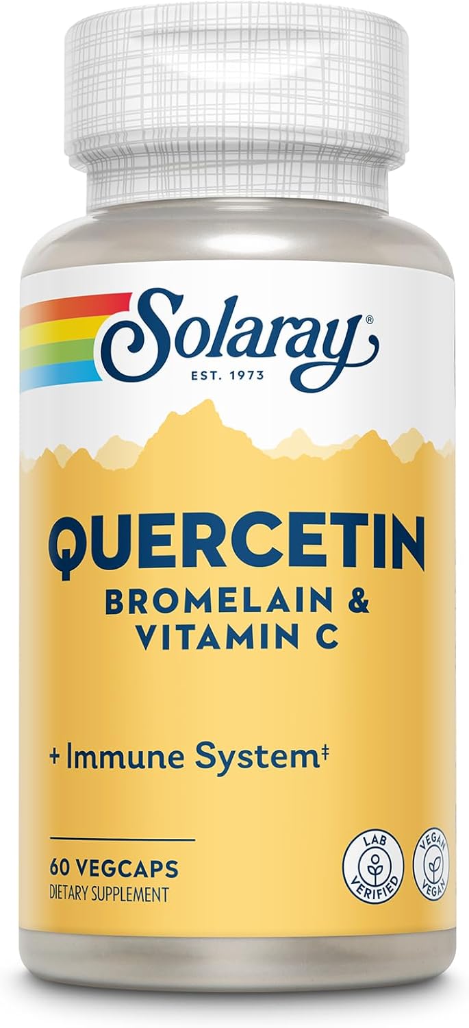 SOLARAY Quercetin with Bromelain and Vitamin C – Immune Support Supplement – Antioxidant and Heart Health Complex with Quercetin 500mg and 1235mg VIT C – Vegan, 60-Day Guarantee, 30 Serv, 60 VegCaps