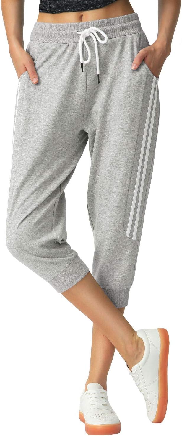 SPECIALMAGIC Women’s Capri Pants Cropped Joggers with Pockets Elastic Waist Drawstring Capri Sweatpants