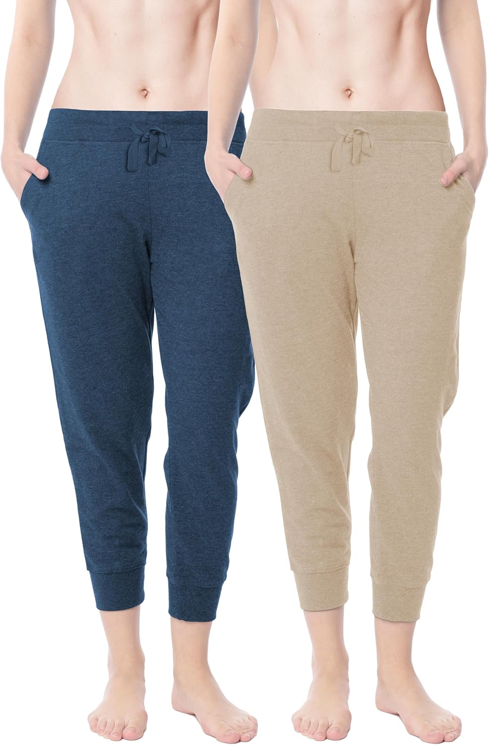 Sexy Basics French Terry Jogger Pants|Cotton Comfort | Capri Length Drawstring Sweat Pants | Multi Packs & Colors