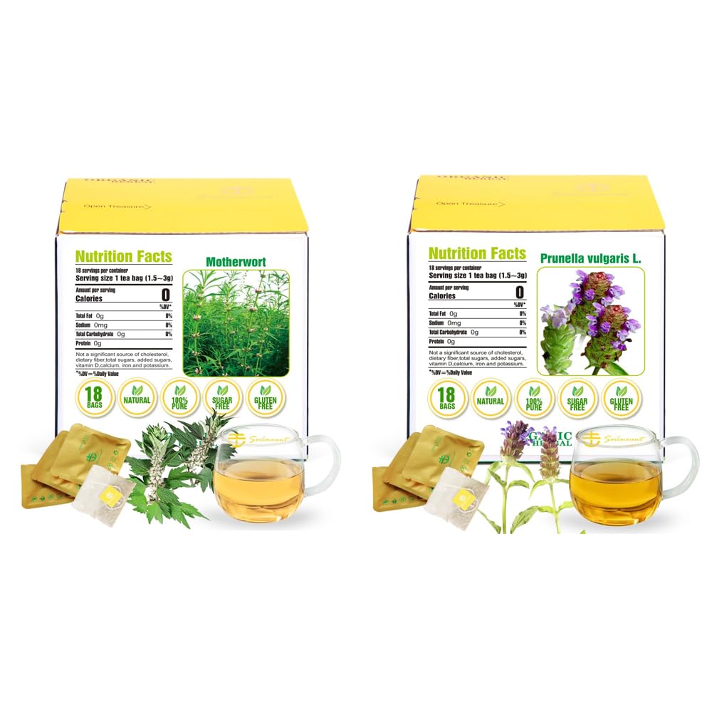 Soilmount Motherwort Tea & Self-Heal Tea, Non-GMO,Caffeine-Free, 18 Bleach-Free Tea Bags