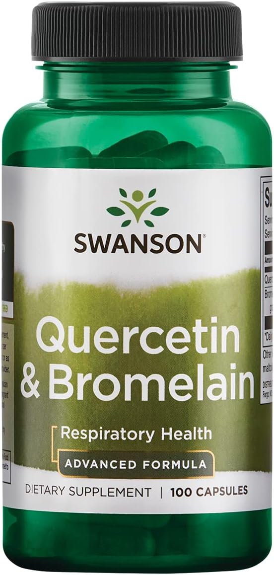 Swanson Quercetin & Bromelain-Promote Respiratory Health Support-Aid Seasonal Immune System Health-Support Cholesterol Levels Already w/i Normal Range 100 Caps (250mg Quercetin/78mg Bromelain)