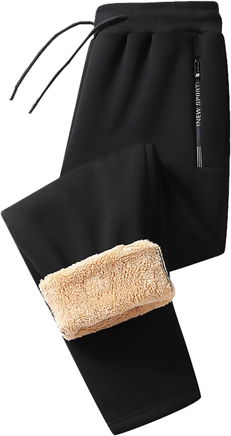 Sweatpants Women Sherpa Lined Pants Casual Sweatpants Winter Warm Lounge Athletic Joggers Pants with Pockets